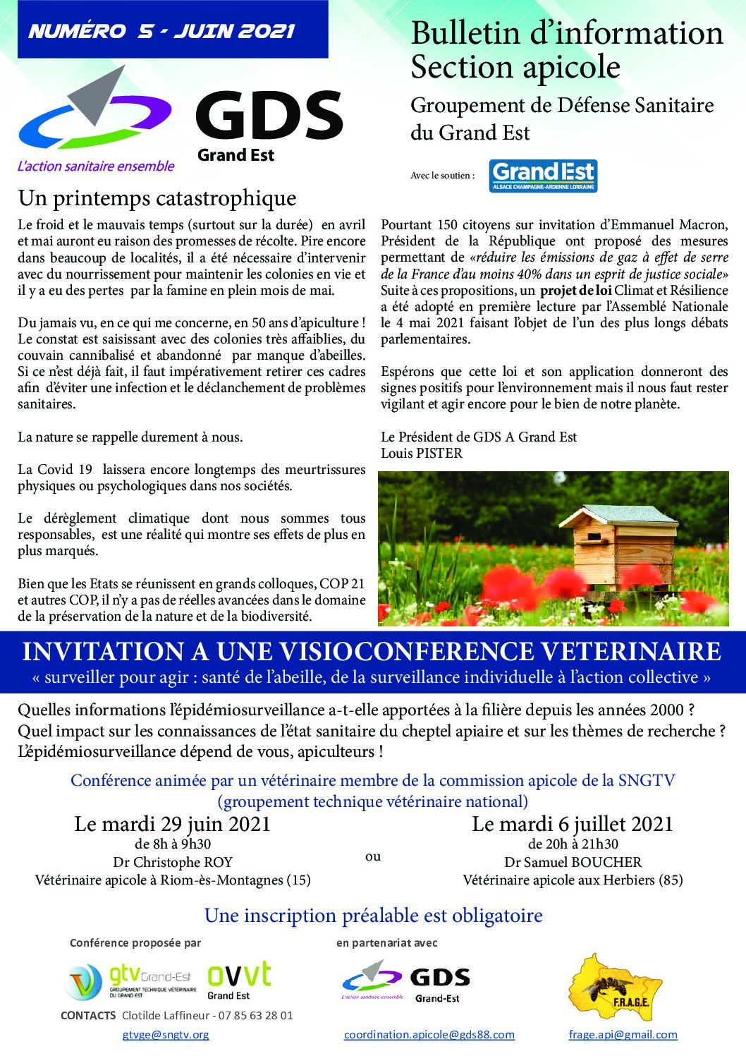 Bulletin d’information Section Apicole Groupement de défence sanitaire du Grand Est